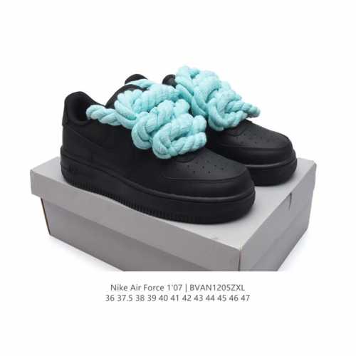 耐克 Nike Air Force 1 '07 空军一号 粗麻花亮色鞋带 搭配宽边鞋带 解构绑带 Af1 男女子运动鞋复古篮球鞋。巧妙结合复古美学和新潮魅力，旨
