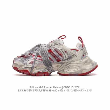 公司级 阿迪达斯Adidas XLG Runner Deluxe 解构绑带 做旧 脏脏鞋 跑步者豪华版系列低帮厚底增高老爹风复古缓震休闲运动慢跑鞋。男鞋#原楦原 - 点击图像关闭