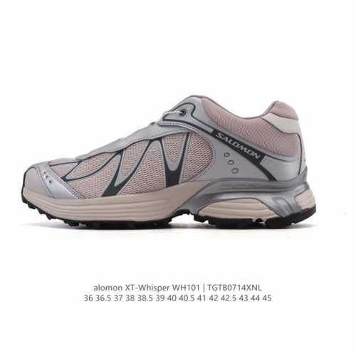 公司级 萨洛蒙 Salomon Xt-Whisper联名银粉色潮流休闲复古跑步鞋 颜值与实力并存的休闲运动鞋。这款鞋的鞋面采用透气网眼材质，保证了良好的透气性，