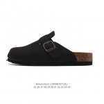 德国百年知名鞋履品牌 勃肯Birkenstock Boston Suede Shearling 波士顿系列休闲凉拖鞋 低帮牛皮绒面革复古软木底包头露跟休闲拖鞋，