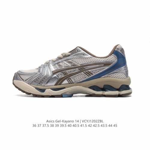 公司级 亚瑟士 Asics Gel-Kayano 14 公司级版本运动休闲透气专业缓震慢跑鞋。采用工程弹性双层再生网格密度鞋面材质，后跟3D可视gel缓震乳胶物