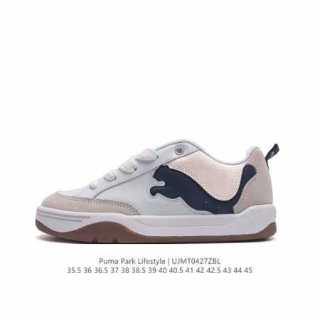Puma 彪马 男女运动板鞋，原楦原纸版开发版型，采用环保皮革组合鞋面材质，外置耐磨橡胶大底蕾哈娜同系面包鞋太好看了！彪马puma Park Lifestyle - 点击图像关闭