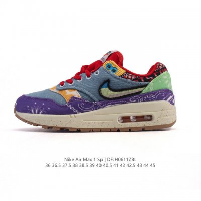 公司级 耐克 Concepts X Nike Air Max 1 Sp Mellow 复古 腰果花 低帮 气垫 休闲跑步鞋 男女子同款运动鞋，气垫百搭跑步鞋。融
