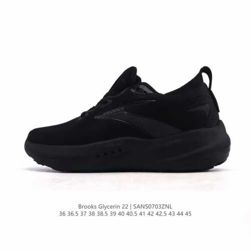 新品公司级 Brooks布鲁克斯Glycerin 22甘油 跑步鞋男女新款透气缓震支撑运动 甘油22跑鞋是布鲁克斯。甘油22拥有非常亮眼的外观设计，采用了鲜艳夺