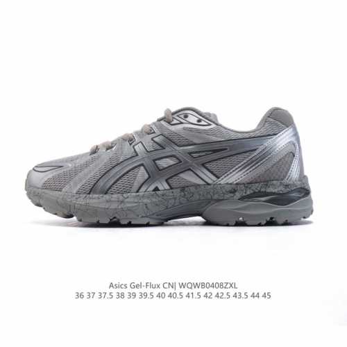 Asics 亚瑟士 男女跑鞋Gel-Flux Cn透气缓震跑步鞋舒适运动鞋 舒适 皮革 低帮 休闲跑步鞋 Gel-Flux Cn跑鞋：缓震回弹，跑步也能变成享受