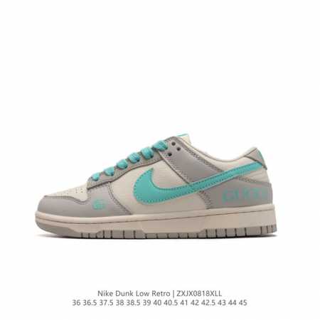 耐克 Nike Dunk Low Retro 运动鞋复古板鞋 Gucci 联名。作为 80 年代经典篮球鞋款，起初专为硬木球场打造，后来成为席卷街头的时尚标杆， - 点击图像关闭