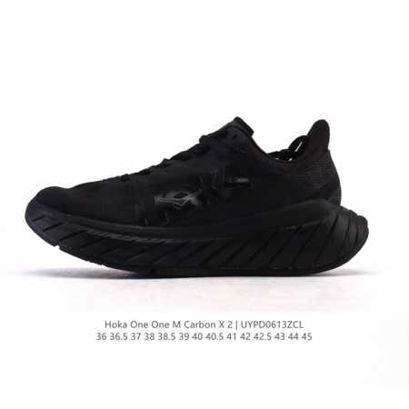新品 Hoka Carbon X2公路跑步鞋卡奔X2竞速碳板减震网面跑鞋男女运动鞋 厚底增高老爹鞋。整体像一艘弯弯的小船，前“凸”后“翘”，踩上去有没有要滚动的 - 点击图像关闭