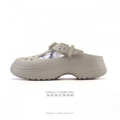 公司级 Crocs 沙滩洞洞鞋 女士休闲厚底增高凉拖鞋 卡骆驰明星同款 厚底增高沙滩鞋 选择尺码时 建议选大一码 脚感更舒适 家居休闲一式两用拖鞋 白敬亭同款，