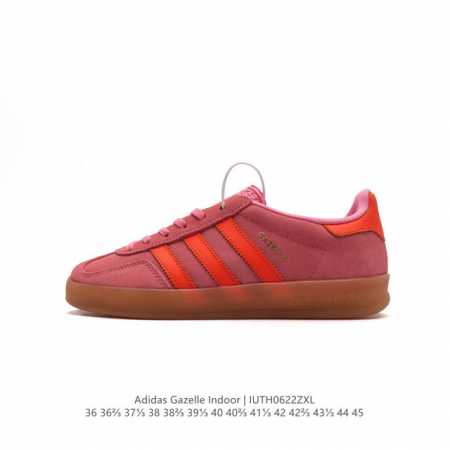 阿迪达斯 Adidas Originals Gazelle Indoor 复古三叶草防滑透明橡胶板鞋经典运动鞋。这款经典鞋,忠于原版设计,缀撞色三条纹和鞋跟饰片 - 点击图像关闭