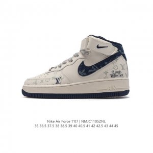公司级 耐克 Nike Air Force 1 ‘07 HIGH 空军一号 AF1 高帮魔术贴百搭休闲厚底增高运动板鞋时尚男女鞋，柔软、弹性十足的缓震性能和出色