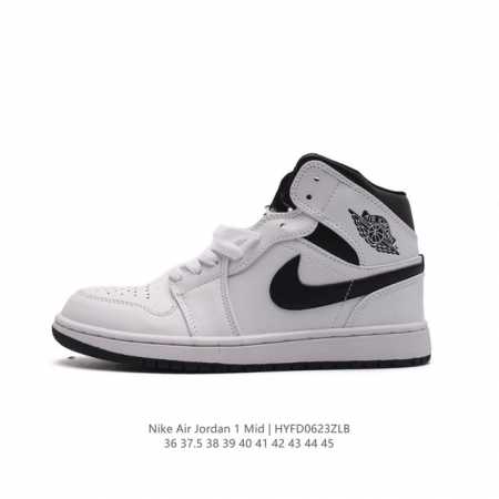 耐克 NIKE AIR JORDAN 1 MID 男女子篮球鞋时尚轻盈板鞋AJ1乔1运动鞋 乔丹一代 高帮复古休闲篮球鞋 。AIR JORDAN 1 MID 搭 - 点击图像关闭