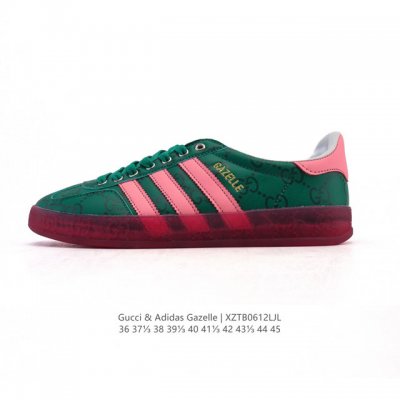 阿迪达斯 Adidas Originals X Gucci Gazelle 阿迪古驰联名经典休闲板鞋 复古男女运动鞋，融汇两个品牌丰富且历史悠久的典藏元素, A