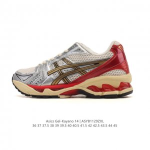 公司级 真标 亚瑟士 Asics Gel-Kayano 14 运动休闲透气专业缓震慢跑鞋。采用工程弹性双层再生网格密度鞋面材质，后跟3D可视Gel缓震乳胶物料，