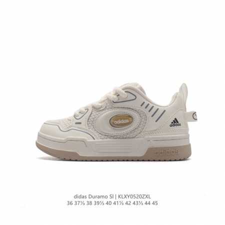 Adidas 阿迪达斯 阿迪达斯adidas Duramo Sl 男女子跑鞋时尚板鞋，选用皮革拼接网材鞋面，质轻而柔软，透气吸汗且防臭。鞋侧饰以经典三条纹作装饰 - 点击图像关闭