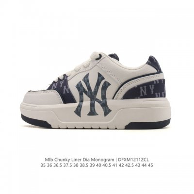 Mlb Chunky Liner Mid人气单品学长鞋系列轻量增高厚底百搭休闲运动板鞋轻便胶鞋 高级街头休閒品牌鞋。Mlb Chunky Liner 学长鞋是从