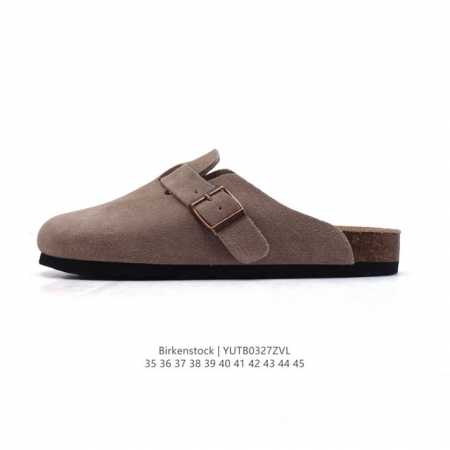 180 公司级德国百年知名鞋履品牌·勃肯Birkenstock Boston Suede Shearling 波士顿系列休闲凉拖鞋 低帮牛皮绒面革复古软木底包头 - 点击图像关闭