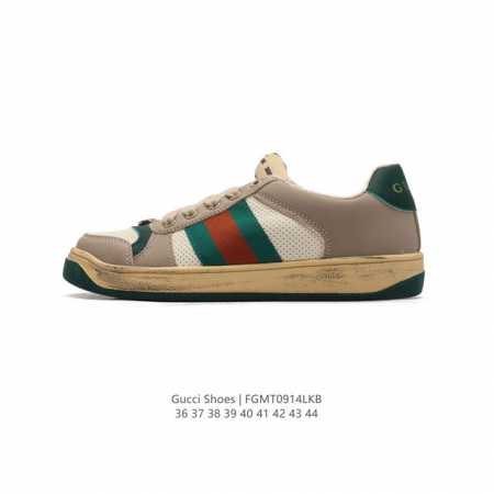 特价 古驰男女鞋 Gucci Screener系列做旧脏脏鞋时尚厚底增高复古板鞋潮运动鞋，复古学院风款式与融入怀旧运动服风格的面料风靡数十年，不同风格演绎出的协 - 点击图像关闭