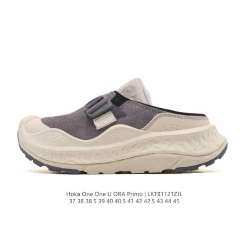 公司级 Hoka One One Ora primo 一脚蹬男女厚底运动休闲舒缓鞋 包头凉拖鞋 秋冬款Hoka Ora primo粗鞋带加棉厚底时尚舒适运动拖鞋
