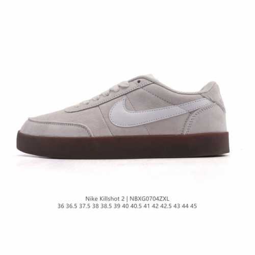 耐克板鞋 生胶米白 复古板鞋J.Crew X Nike 联名 Killshot Ii Leather 男女休闲复古运动鞋。采用米白色皮革制作鞋身，大号Swoos