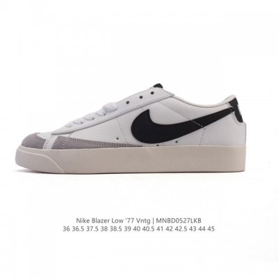 真标 耐克 Nike Blazer Low '77 Vntg 男女子运动板鞋 重现低调风格和经典篮球外观 依托经典简约魅力和舒适性能 备受街头时尚赞誉 华美翻毛