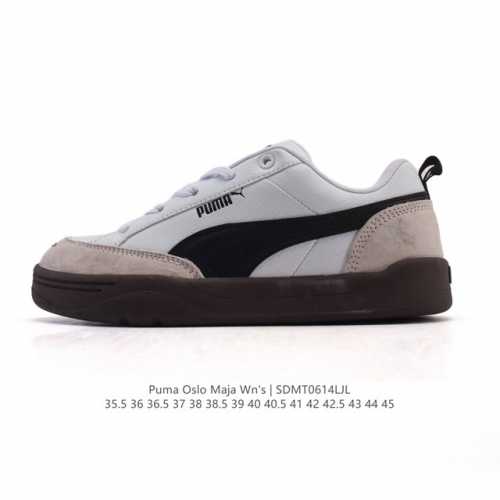 降价原价 元 Puma 彪马 Oslo Maja Wn's 2025年新款 小白鞋 厚底增高运动休闲板鞋 复古经典板鞋时尚小白鞋。原楦原纸版开发，采用固色翻毛皮