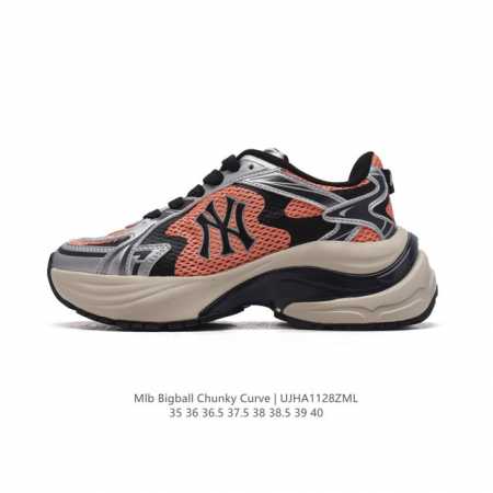 公司级 美职棒 Mlb Bigball Chunky Curve 纽约洋基队厚底增高老爹鞋 魔术贴包头凉鞋 女复古鞋中性纽约洋基队休闲经典运动鞋。加厚鞋底，侧面 - 点击图像关闭