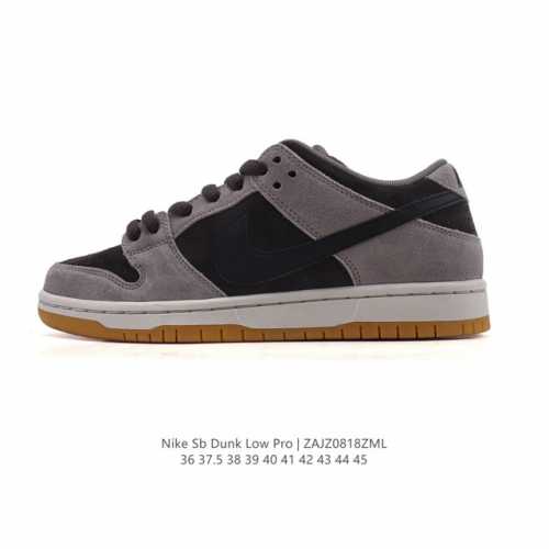 公司级 真标 耐克 Nike Sb Dunk Low Pro 男女款运动鞋复古板鞋。采用柔软皮革鞋面，经久耐穿，塑就如元年款 Dunk 般的复古质感。鞋头透气孔