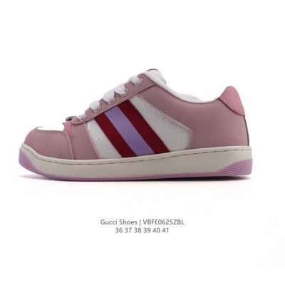 帝王版 Gucci 古驰 百搭休闲运动板鞋。明星同款 小红书爆款老花 小白鞋 厚底增高男女士运动鞋 皮革织物拼接鞋面 真标 2025Ss新色，经典高奢品牌Guc