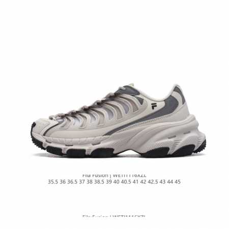 公司级 Fila 斐乐 采用轻质纤维革组合网眼布鞋面材质，缓震eva中底组合防滑耐磨耐磨橡胶外底潮流新风潮，意大利百年运动时尚品牌斐乐fila Fusion G - 点击图像关闭
