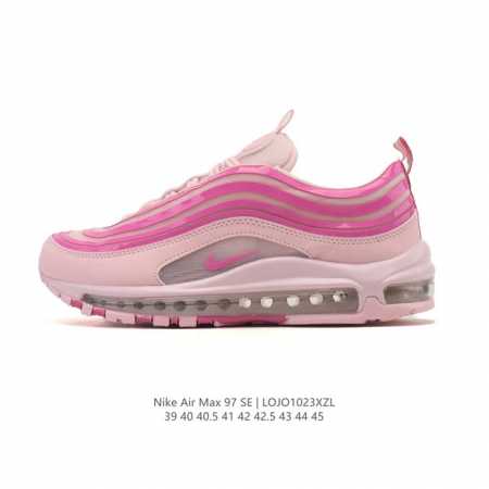 公司级 Nike 耐克 Nike Air Max 97 Se 气垫缓震男士跑步鞋 厚底增高百搭运动鞋。以织物材料以及皮革材质搭配而成 鞋侧的走线部分做了一个解构 - 点击图像关闭