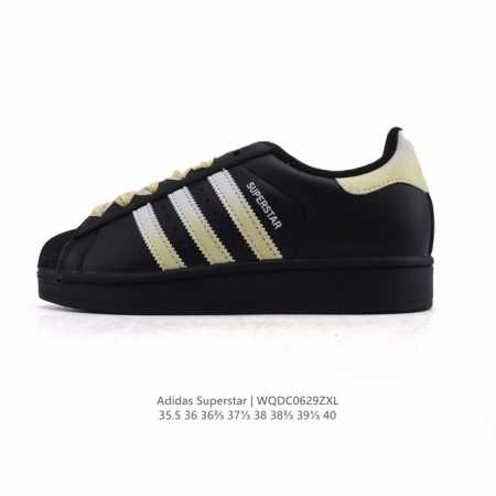 阿迪达斯 Adidas Superstar 2025年新款鞋子 蛇年新款经典贝壳头系列 新款休闲板鞋潮流女士运动鞋 。鞋面柔软皮革拼接材质 标志性的贝壳鞋头，简 - 点击图像关闭