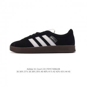 Adidas T头鞋 阿迪达斯 Vl Court 2.0 Shoes 运动休闲板鞋小白鞋，这款t形鞋头运动鞋,力求无论球场或街头,皆显耀眼出众。采用绒面革和牛皮