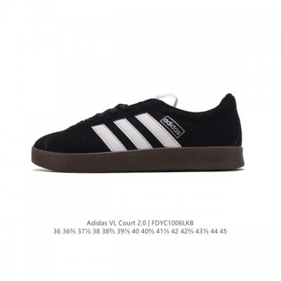 Adidas T头鞋 阿迪达斯 Vl Court 2.0 Shoes 运动休闲板鞋小白鞋，这款t形鞋头运动鞋,力求无论球场或街头,皆显耀眼出众。采用绒面革和牛皮
