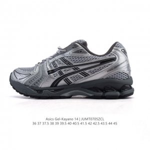 亚瑟士 Asics Gel-Kayano 14 公司级版本运动休闲透气专业缓震慢跑鞋。采用工程弹性双层再生网格密度鞋面材质，后跟3D可视Gel缓震乳胶物料，升级
