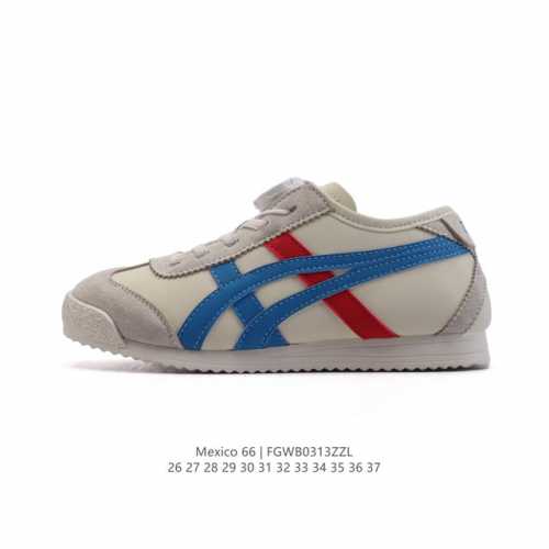 140 【童鞋】Asics/亚瑟士 儿童鞋真标半码制 配足弓鞋垫 日产经典老牌-鬼塚虎/Onitsuka Tiger Mexico 66经典墨西哥系列复古经典百