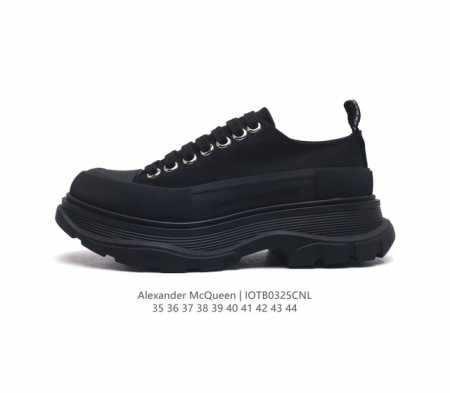 意大利高奢品牌-亚历山大 麦昆 Alexander Mcqueen Sole Sneakers 低帮时装厚底显高百搭休闲松糕鞋 男女式小白鞋 厚底增高帆布运动鞋 - 点击图像关闭