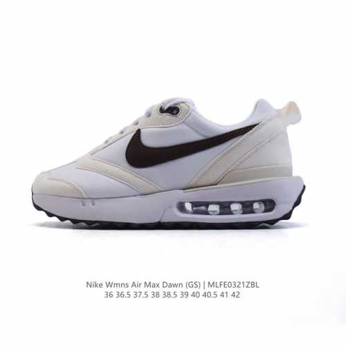 200 【公司级】耐克 Nike Air Max Dawn 黎明系列 低帮气垫百搭休闲运动慢跑鞋，从配色上彰显出浓厚的复古气质。最大的亮点当属鞋型设计上加入结构