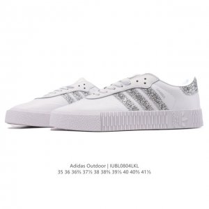阿迪达斯 Adidas 三叶草 Outdoor 经典三条杠复古休闲运动板鞋 德训鞋 Samba 四季时尚简约小白鞋男女鞋情侣鞋厚底增高百搭潮鞋。 类型：女鞋 货