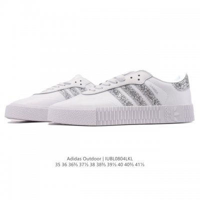 阿迪达斯 Adidas 三叶草 Outdoor 经典三条杠复古休闲运动板鞋 德训鞋 Samba 四季时尚简约小白鞋男女鞋情侣鞋厚底增高百搭潮鞋。 类型：女鞋 货