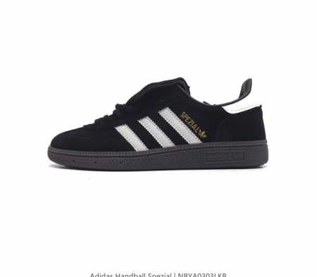 阿迪达斯 Adidas Handball Spezial 三叶草学院风复古休闲板鞋 德训鞋 橡胶底柔软皮革经典运动鞋男女士鞋 圆头 缝合拼接设计 正面绑带 鞋舌 - 点击图像关闭