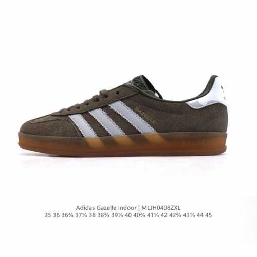 阿迪达斯 Adidas Originals Gazelle Indoor复古三叶草防滑透明橡胶板鞋经典运动鞋。这款经典鞋,忠于原版设计,缀撞色三条纹和鞋跟饰片。