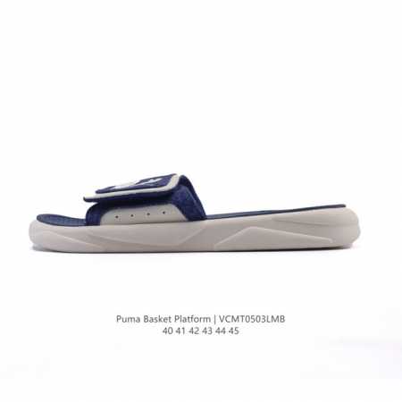 puma 彪马 Basket Platform 拖鞋男鞋新款一字拖 休闲鞋户外沙滩鞋 Puma魔术贴拖鞋 Puma新款魔术贴拖鞋，男情侣款，夏季外穿，一字拖设计 - 点击图像关闭