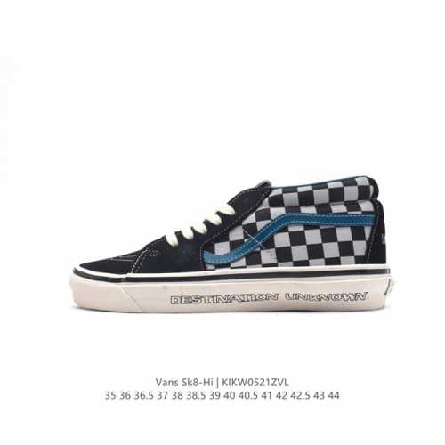 Vans 范斯sk8-Hi 男女高帮滑板鞋-复古休闲运动鞋-Vans范斯。Vans推出的sk8-Hi板鞋，以经典的款性和高帮设计呈现，鞋面采用优质织物材质打造，