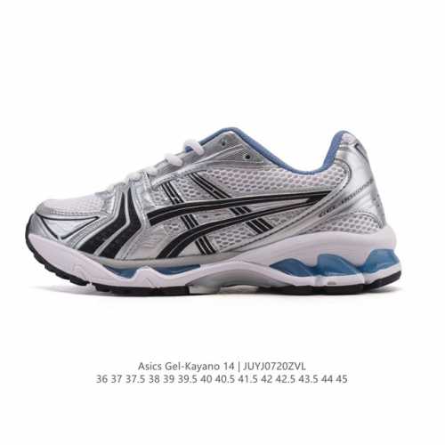 公司级 亚瑟士 Asics Gel-Kayano 14 公司级版本运动休闲透气专业缓震慢跑鞋。采用工程弹性双层再生网格密度鞋面材质，后跟3D可视Gel缓震乳胶物