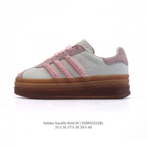 200 【真标】阿迪达斯（Adidas）2025年新款 新年红鞋子 三叶草 Gazelle Bold复古怀旧风厚底增高运动板鞋潮。阿迪达斯万年不败的人气鞋款Ga
