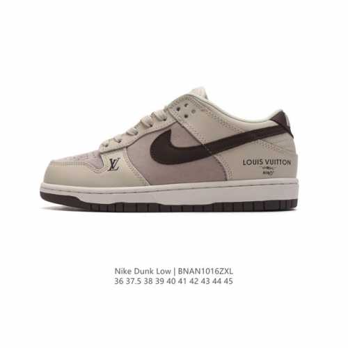 耐克 Nike Dunk Low Retro 运动鞋复古板鞋 路易威登联名。作为 80 年代经典篮球鞋款，起初专为硬木球场打造，后来成为席卷街头的时尚标杆，现以
