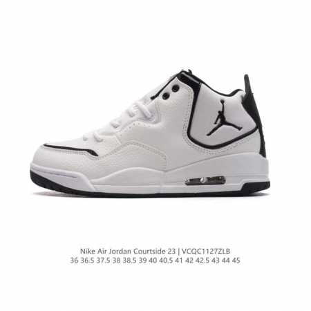 耐克 Nike Airjordancourtside23 乔丹23代 Aj23实战气垫缓震篮球鞋，Jordan 乔丹 男女鞋真标半码制，采用优质荔枝纹牛剖皮革鞋 - 点击图像关闭