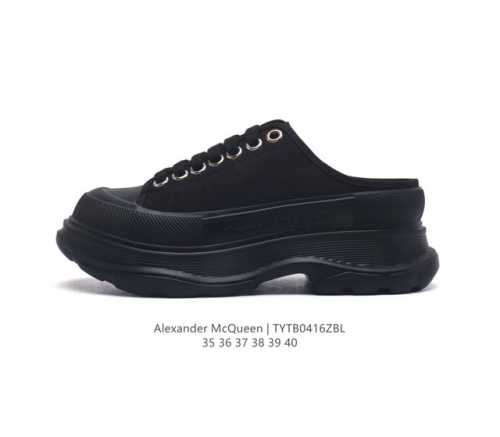 意大利高奢品牌-亚历山大 麦昆 Alexander Mcqueen Sole Sneakers 低帮时装厚底显高百搭休闲松糕鞋 包头运动拖鞋 女式小白鞋 厚底增