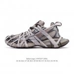 公司级 巴黎世家 Balenciaga 3Xl Sneakers 巴黎世家 十代网布系带低帮走秀复古老爹运动鞋 解构绑带 透气网纱 网面 材料和聚氨酯 磨损效果