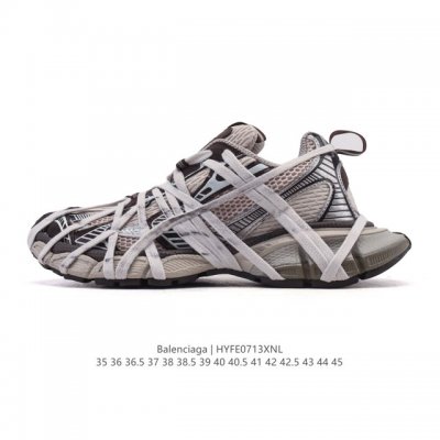 公司级 巴黎世家 Balenciaga 3Xl Sneakers 巴黎世家 十代网布系带低帮走秀复古老爹运动鞋 解构绑带 透气网纱 网面 材料和聚氨酯 磨损效果